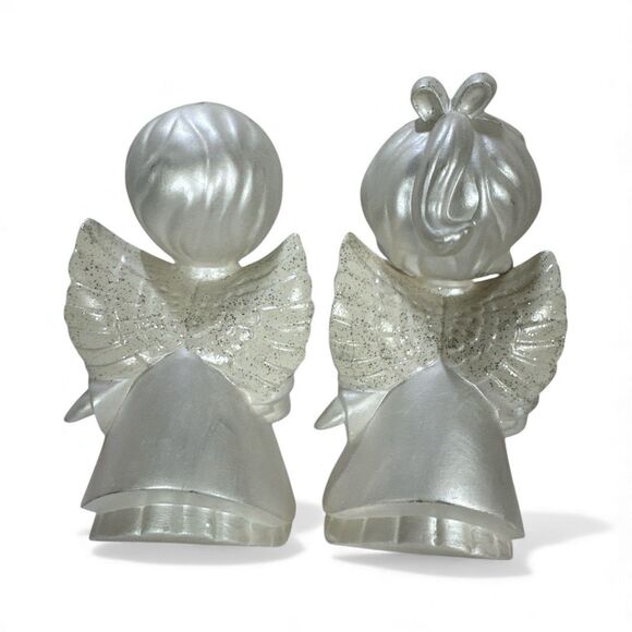 Vintage Kissing Angels Pearlescent Shimmer White 7” Elegant Cottage Granny - Picture 5 of 10